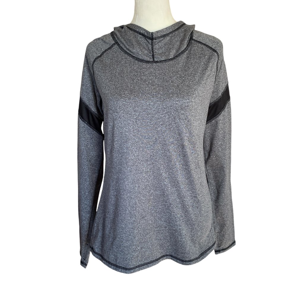 Impact Women's Size Large Gray And Black Long Sleeve Pullover Hooded Sweatshirt